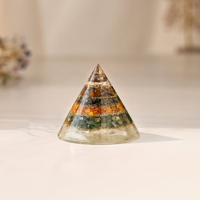 Conical Dhan Yog Pyramid With Selenite Base