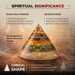 Conical Dhan Yog Pyramid With Selenite Base