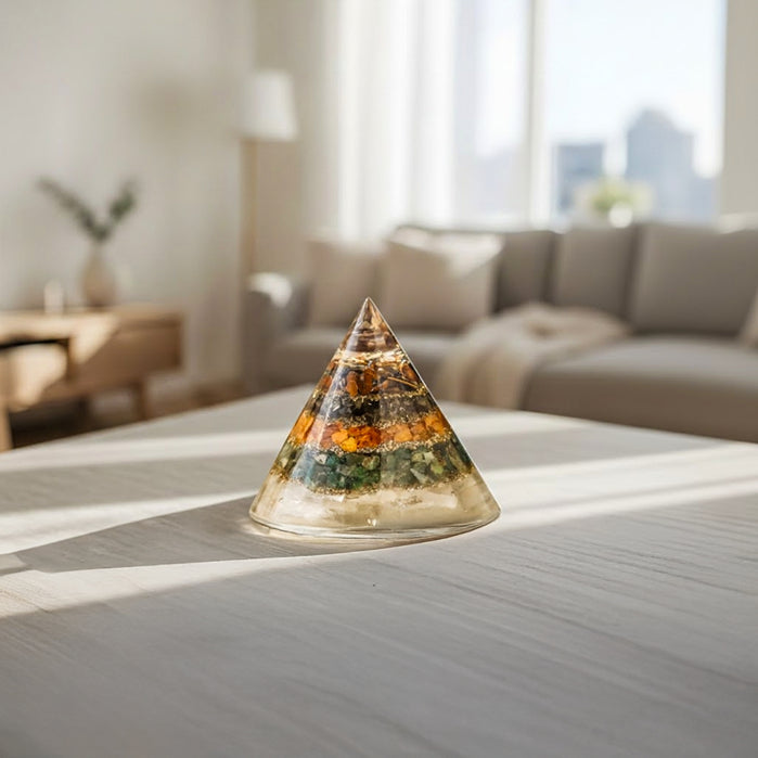 Conical Dhan Yog Pyramid With Selenite Base