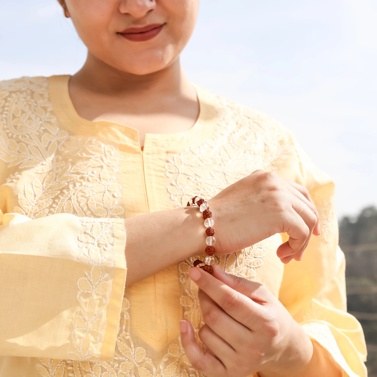 Clear Quartz with Rudraksha Bracelet