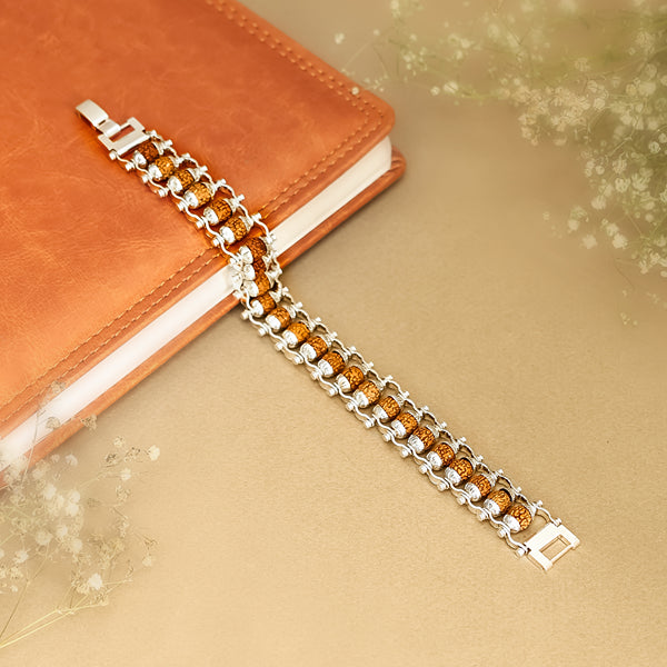 Rudraksha Chain Bracelet silver capped