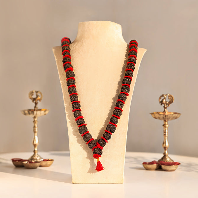 5 Mukhi Rudraksha Kantha Mala - 54+1 Beads | Natural & Lab-Certified