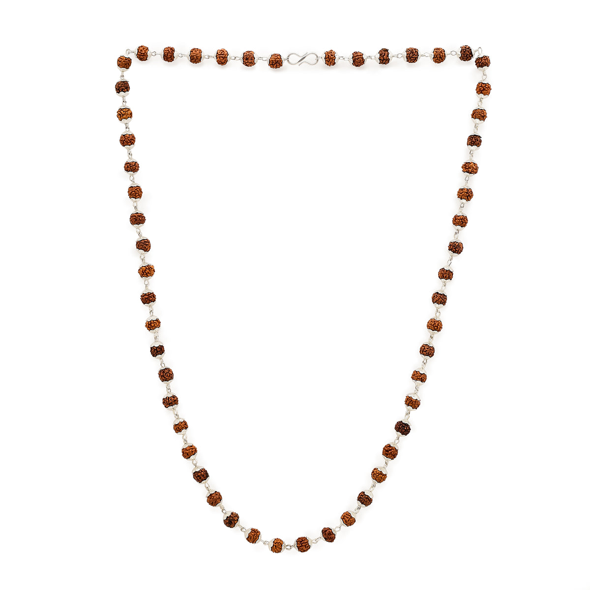 Divine Rudraksha Necklace - 54 Bead Silver