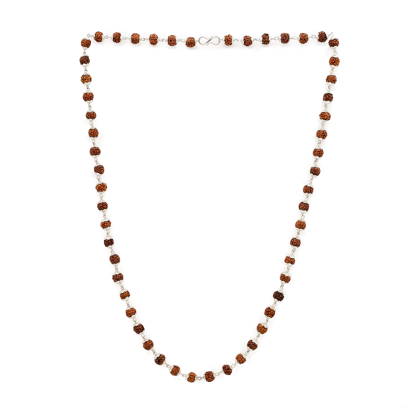 Divine Rudraksha Necklace - 54 Bead Silver