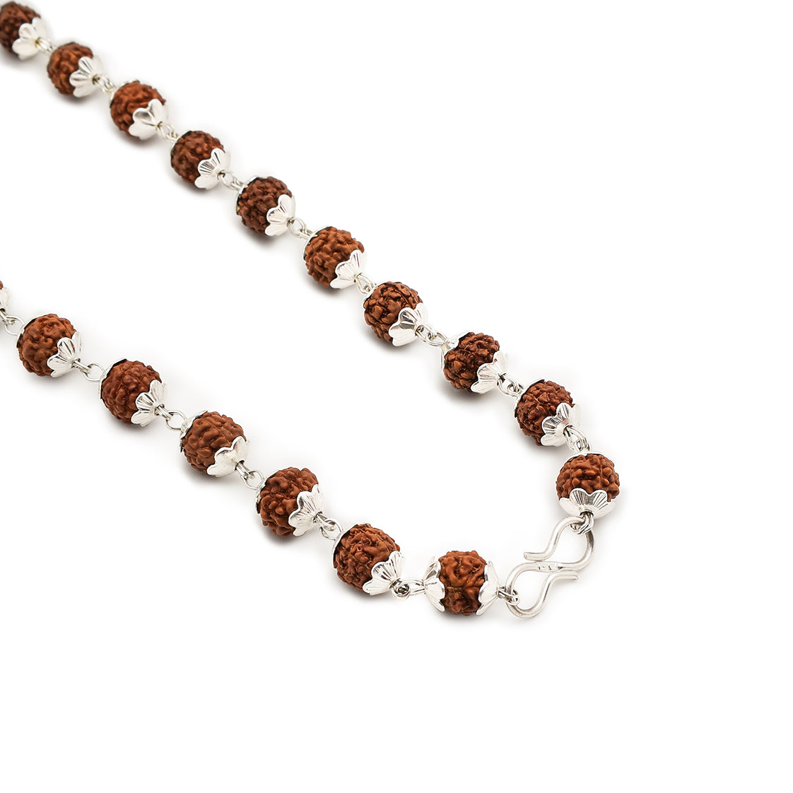 Divine Rudraksha Necklace - 54 Bead Silver