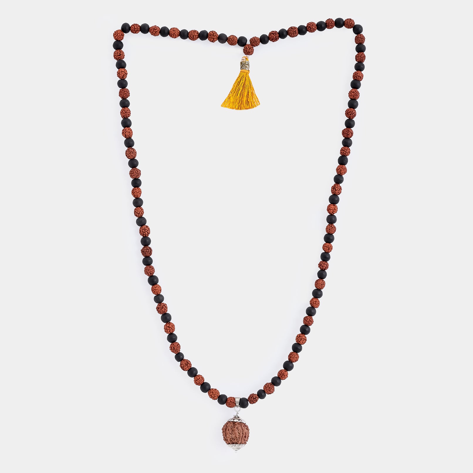 Divine Karungali & Rudraksha Mala with Sacred Mukhi Rudraksha