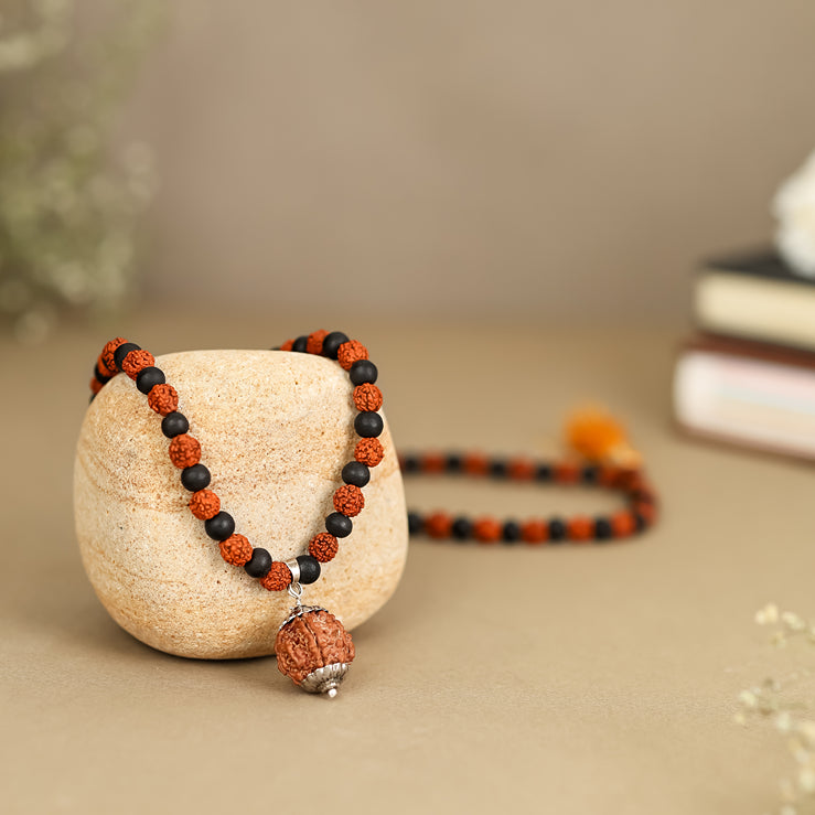 Own Pandit Karungali & Rudraksha Mala with Sacred Mukhi Rudraksha