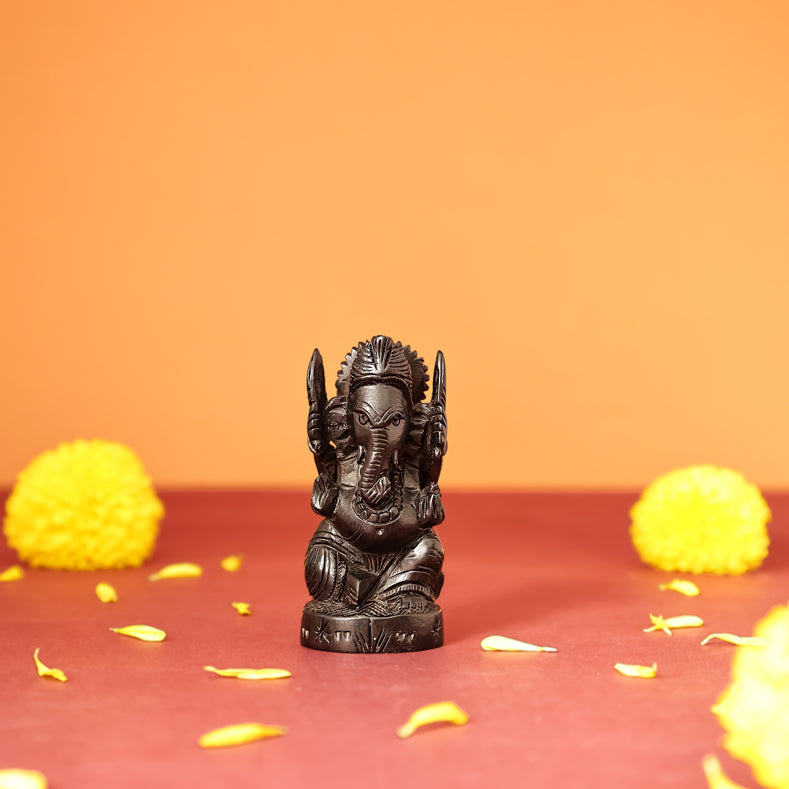 Divine Hindu Lord Ganesh Karungali Idol – Ebony Wood