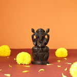 Divine Hindu Lord Ganesh Karungali Idol with Lotus Base– Ebony Wood