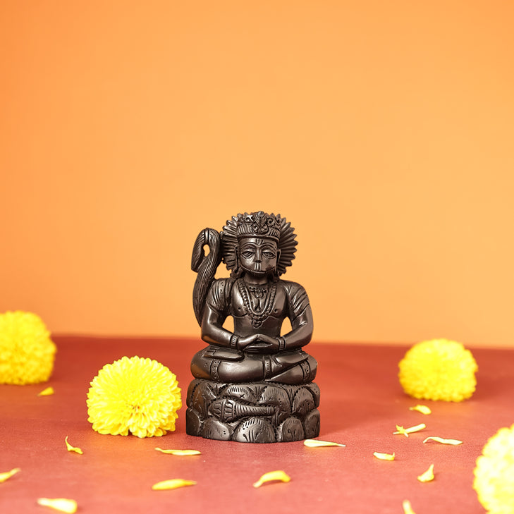 Divine Hindu Lord Hanuman Ji Karungali Idol – Ebony Wood