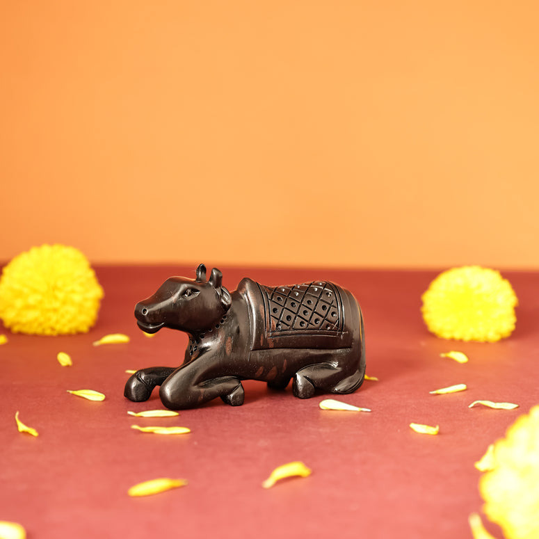 Divine Hindu Nandi Ji Karungali Idol – Ebony Wood