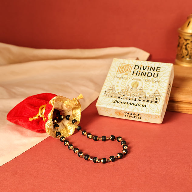 Divine Karungali Malai with Gold Capped Beads by Divine Hindu | Govt Lab Certified