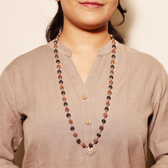 Divine Rudraksha & Karungali Malai in Silver Finish for women