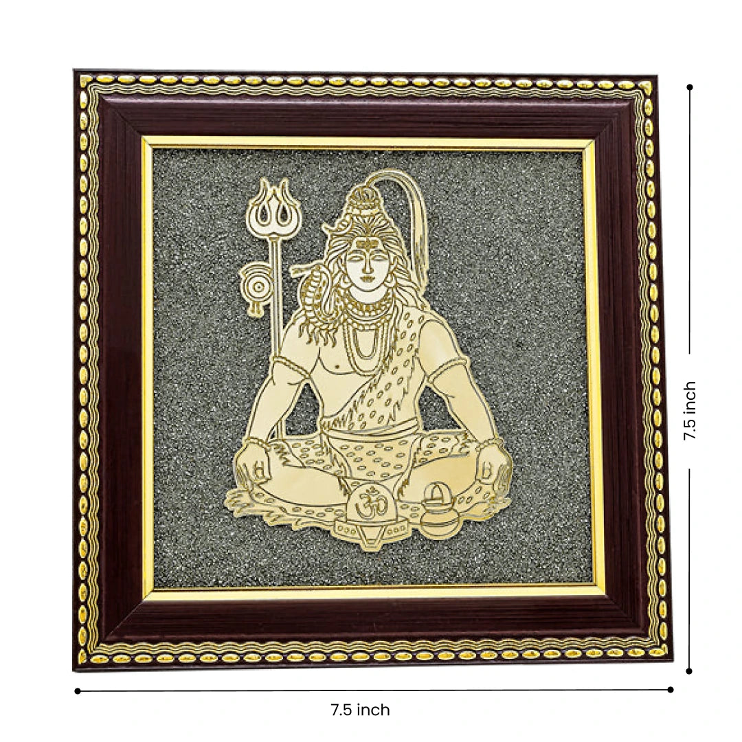 Lord Shiva Meditation Raw Pyrite Frame for Inner Peace