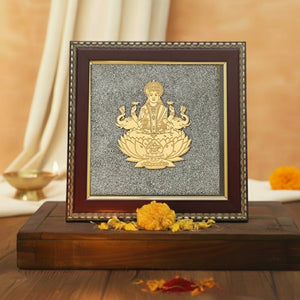 Goddess of Wealth & Fortune Gajalakshmi Raw Pyrite Frame