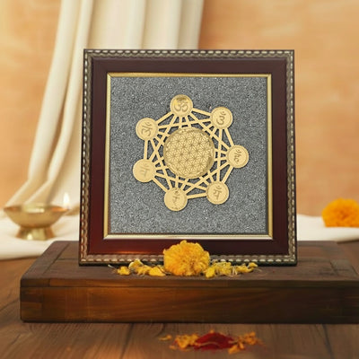 7 Chakra Raw Pyrite Frame for Energy Balance & Wealth Flow