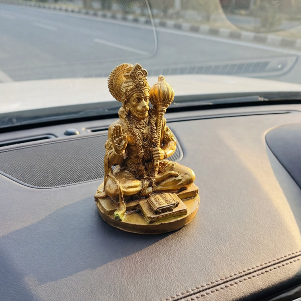 Gold Finish Resin Lord Hanuman Ji: For Home, Office & Car