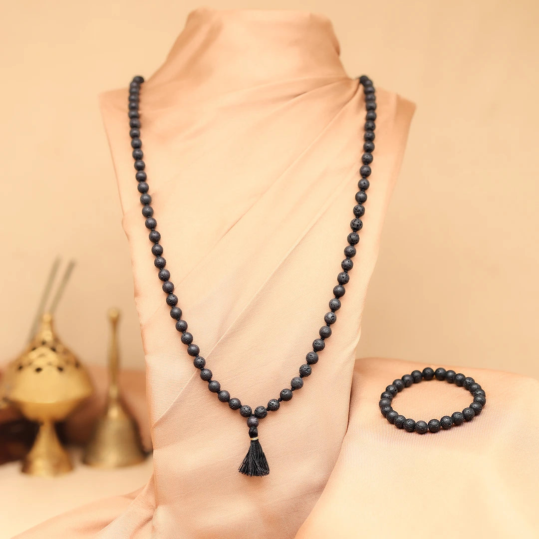 Lava Stone Mala & Bracelet Combo