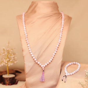Rose Quartz Necklace & Bracelet Combo – For Love & Healing