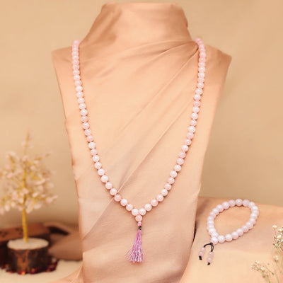 Rose Quartz Necklace & Bracelet Combo – For Love & Healing
