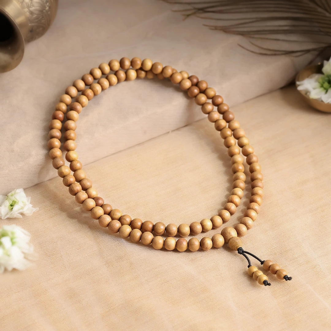 Chandan Sandalwood Stretchable Jaap Mala 108 beads - Govt Certified