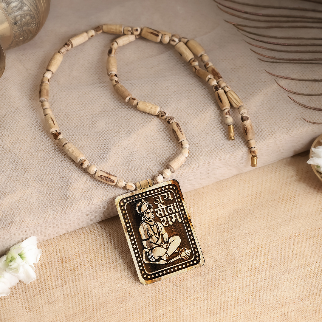 Govt Certified Bageshwar Dham Sitaram Hanumanji Tulsi Necklace