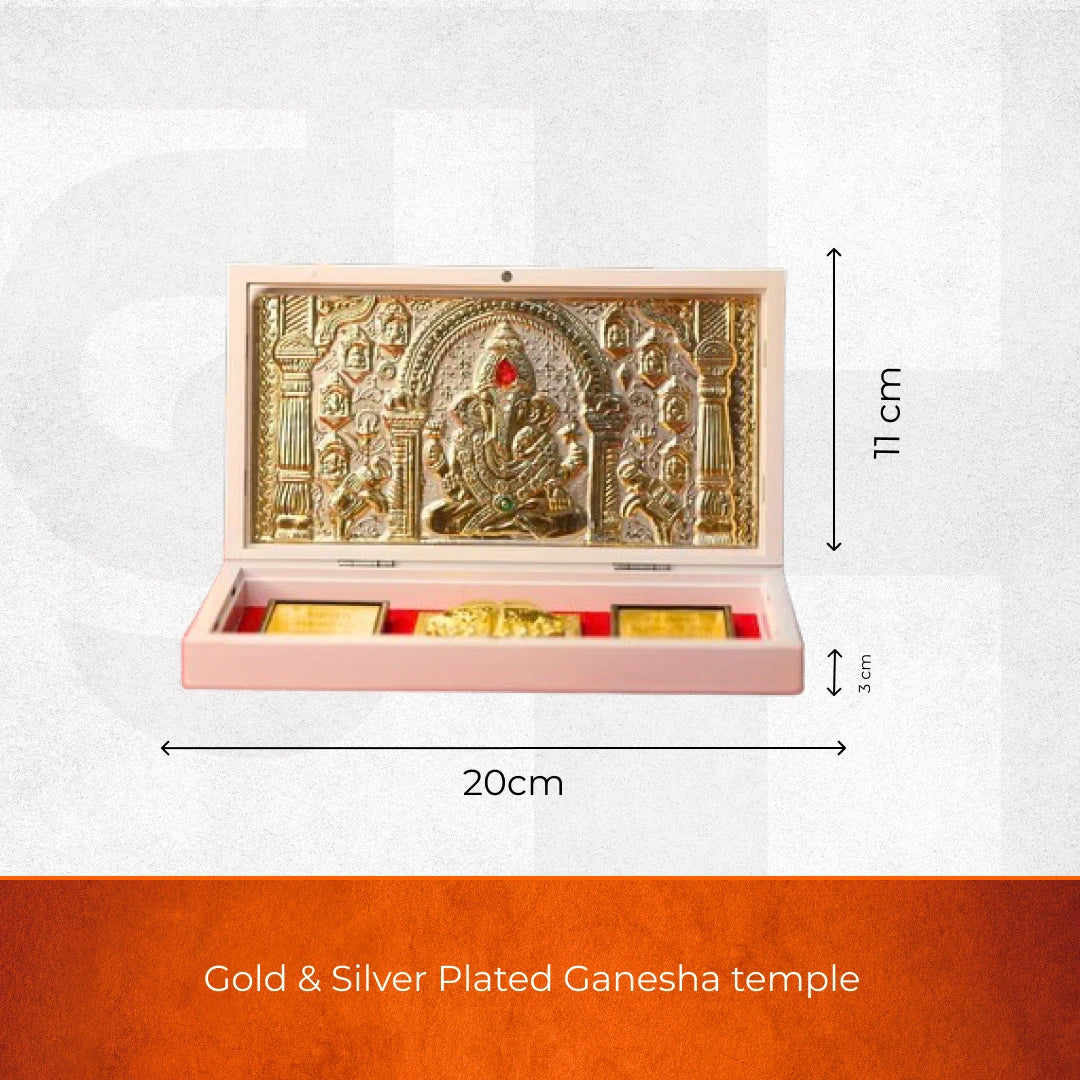 Divine Ganesha Pocket Temple - Gold & Silver Plated