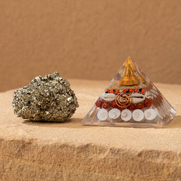 Mahalaxmi Combo - Dhan Lakshmi Pyramid with Raw Pyrite Stone