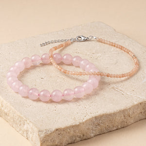 Rose Quartz Heart Chakra Set | Rose Quartz Anklet & Bracelet Combo