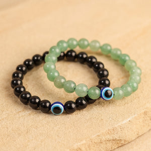 Ultimate Nazar Shield: Black Obsidian & Green Aventurine Healing Combo
