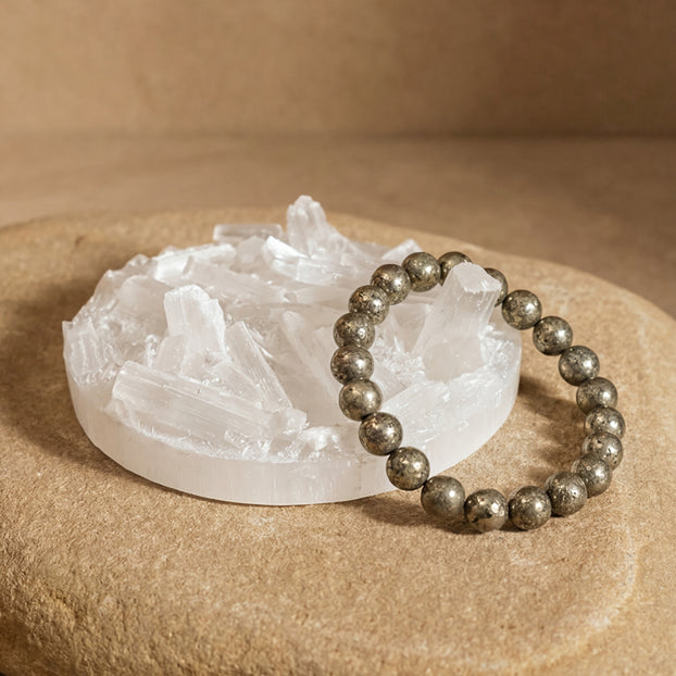Raw Pyrite Bracelet With FREE Raw Selenite Plate