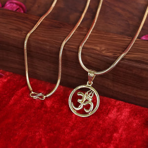 Gold Plated Om Circle Pendant Necklace