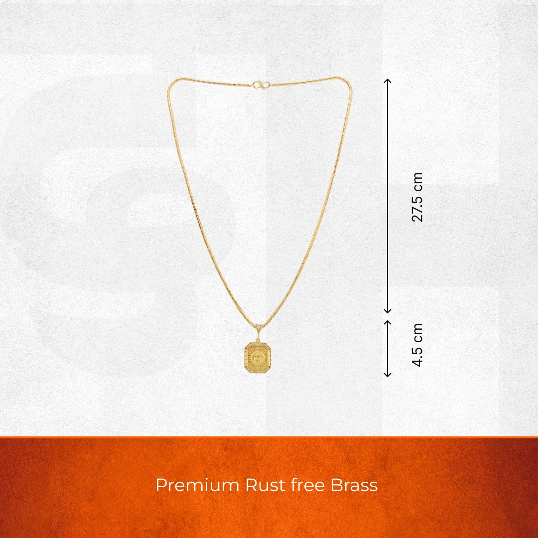 Gold Plated Suraj Mukhi Pendant with Chain Necklace