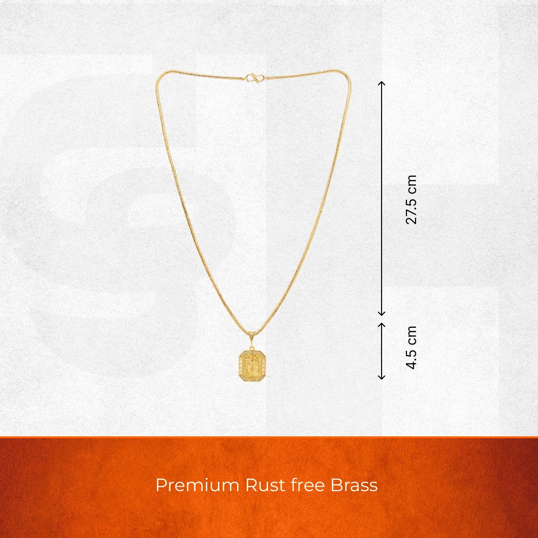 Gold Plated Radha Krishna Pendant With Chain