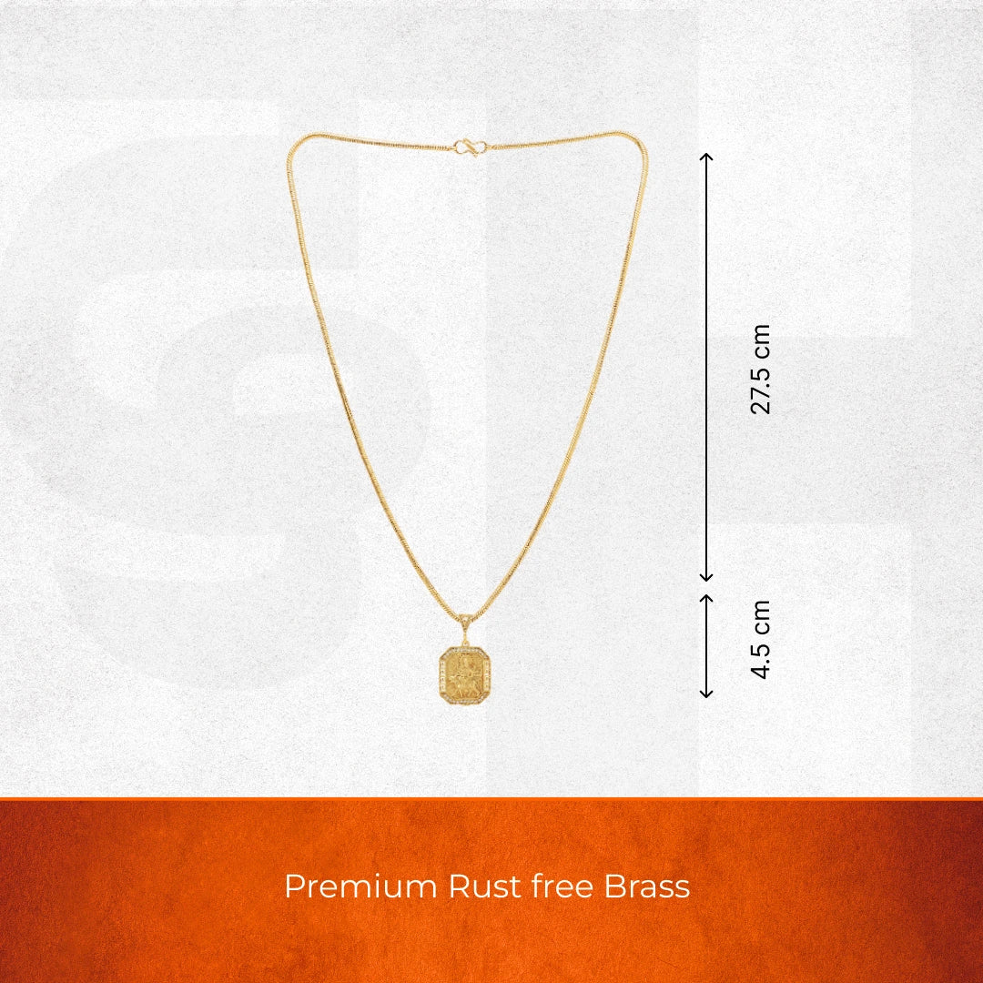 Gold Plated Maa Durga Pendant With Chain