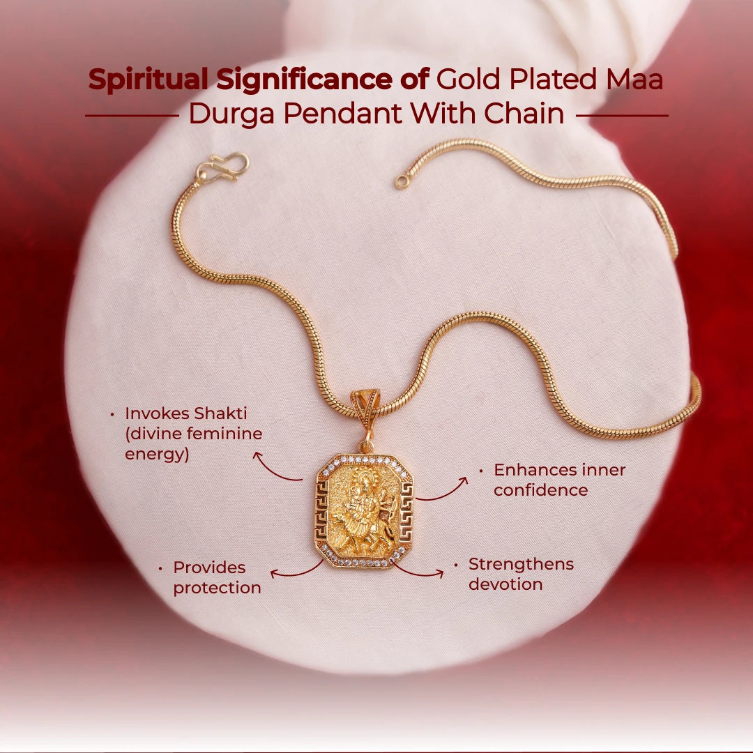 Gold Plated Maa Durga Pendant With Chain