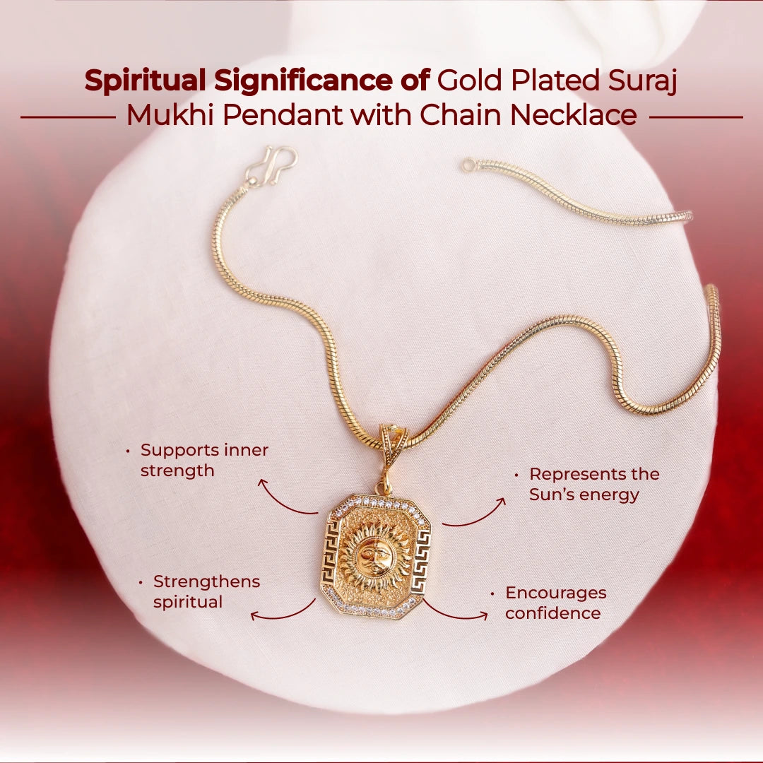 Gold Plated Suraj Mukhi Pendant with Chain Necklace