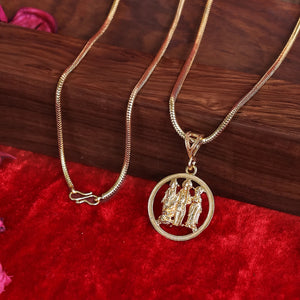 Gold Plated Ram Sita Laxman Pendant With Chain