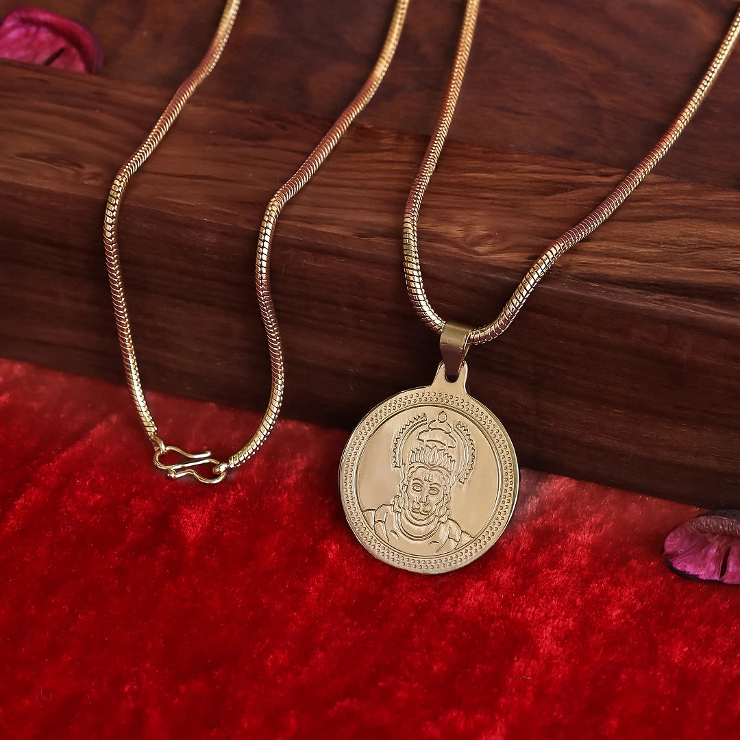 Gold Plated Hanuman Ji Coin Necklace