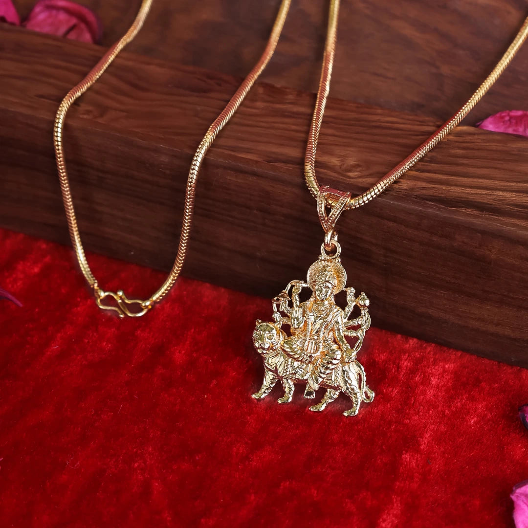 Gold Plated Maa Durga Pendant