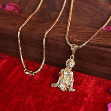 Gold Plated Lord Hanuman Sitting Pendant