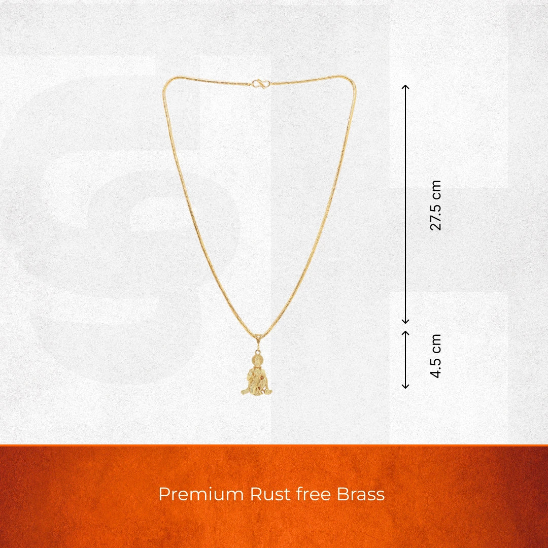 Gold Plated Lord Hanuman Sitting Pendant
