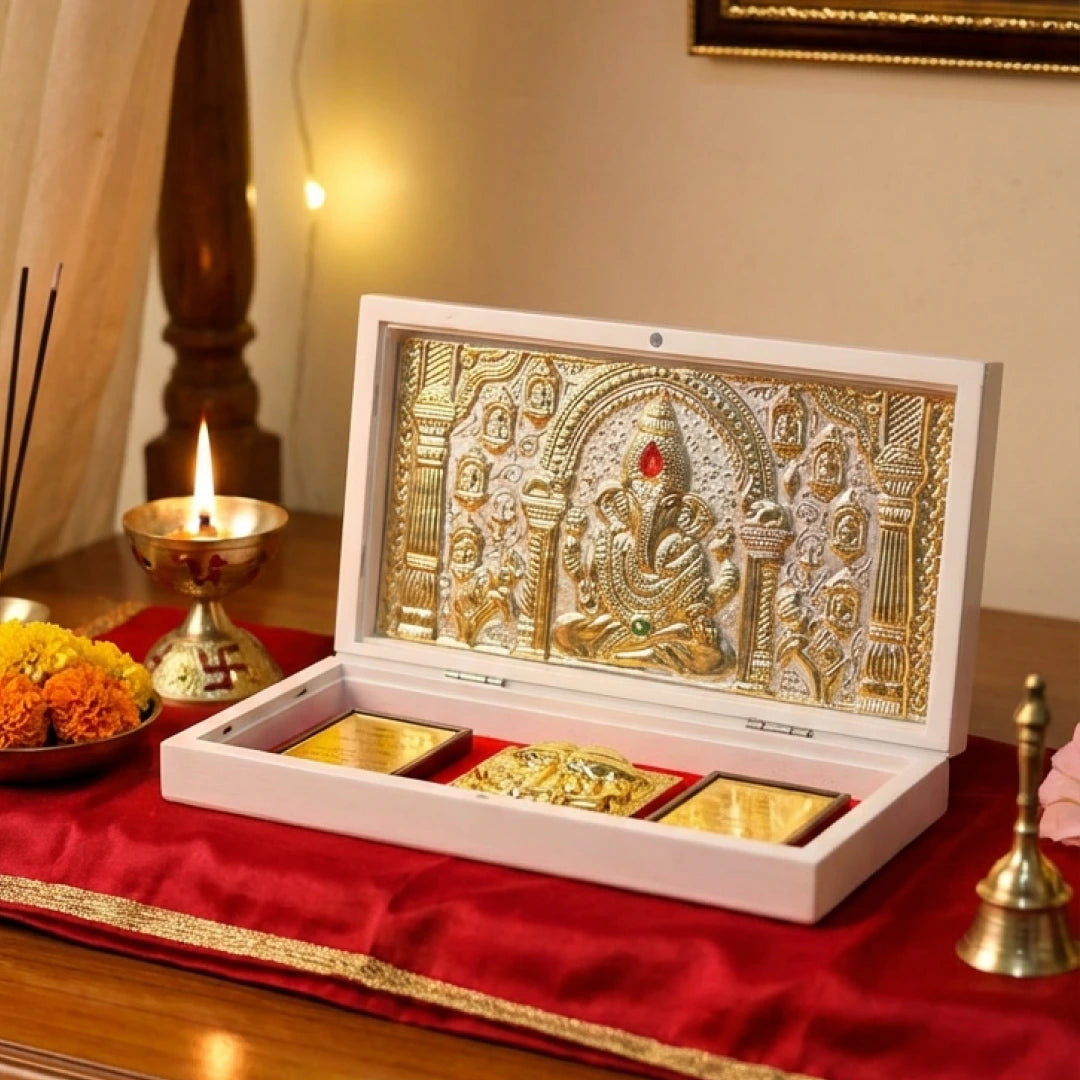 Divine Ganesha Pocket Temple - Gold & Silver Plated
