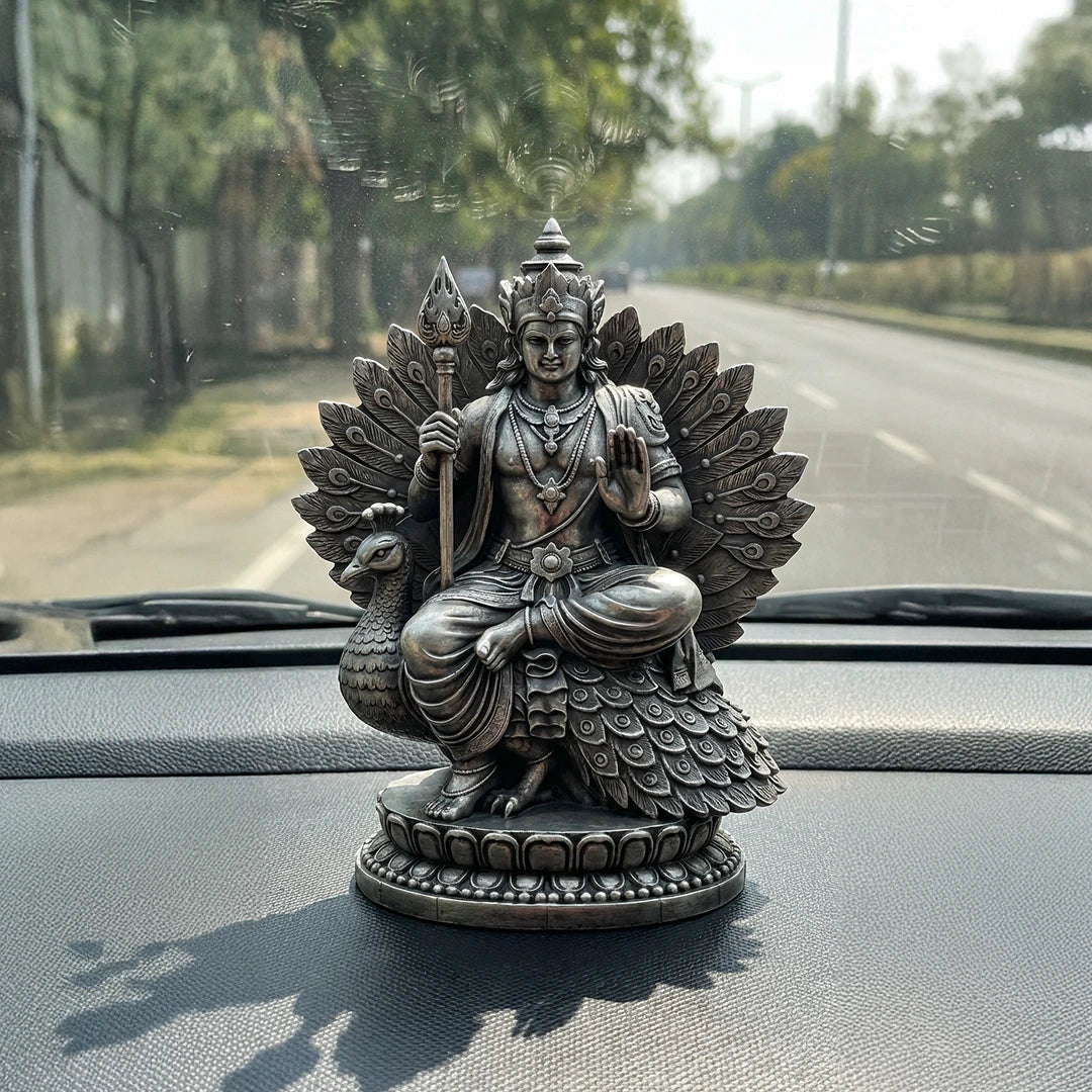 Murugan on Peacock Throne for Office, Car & Home