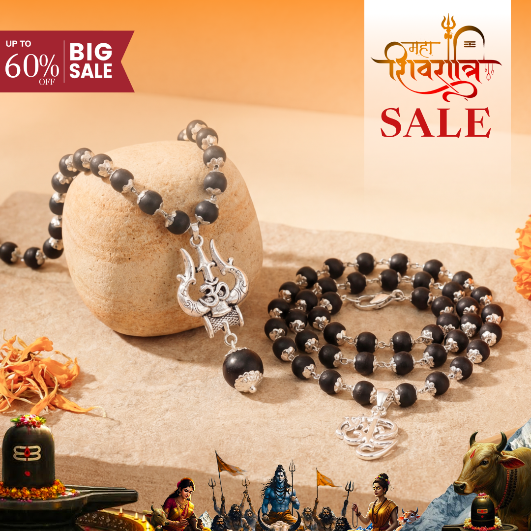 Murugan Vel Shiv Ganesh Karungali Pendant Combo with OM Shiva Trishool Mala