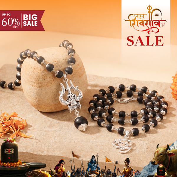 Murugan Vel Shiv Ganesh Karungali Pendant Combo with OM Shiva Trishool Mala