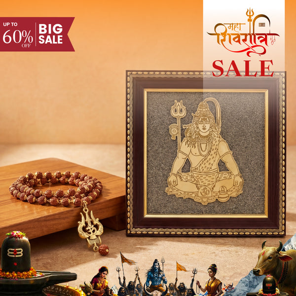 Lord Shiva Meditation Raw Pyrite Frame with OM Shiva Trishool Rudraksha Necklace for Inner Peace