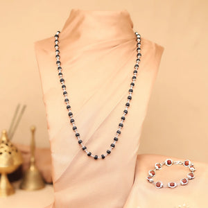 Rudraksha & Karungali Silver Cap (Bracelet & Mala)