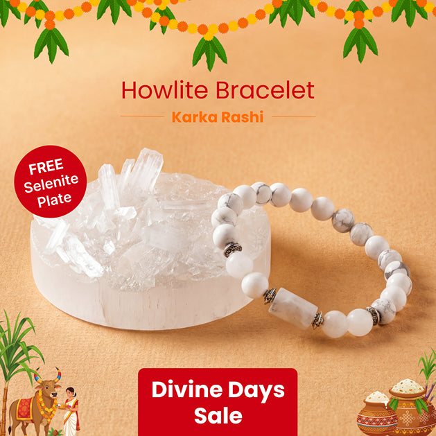 Cancer (Karka Rashi) Stone Bracelet with FREE Raw Selenite Plate