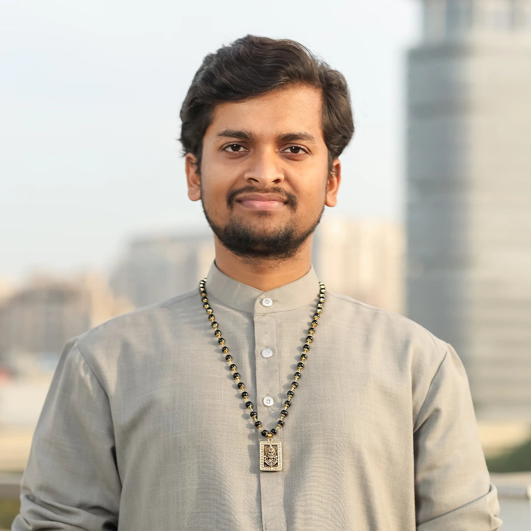 Hanuman Medallion Pendant with Gold Platted Karungali